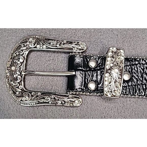 Women’s Western Nocona Black Rhinestone Studded Belt – Size Large 38–40" | GUC - Picture 2 of 9